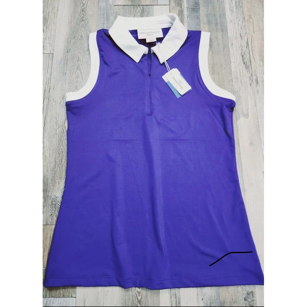 NEW Tommy Bahama GOLF Womens Sleeveless 1/4 Zip Polo Sz SMALL Blue Purple